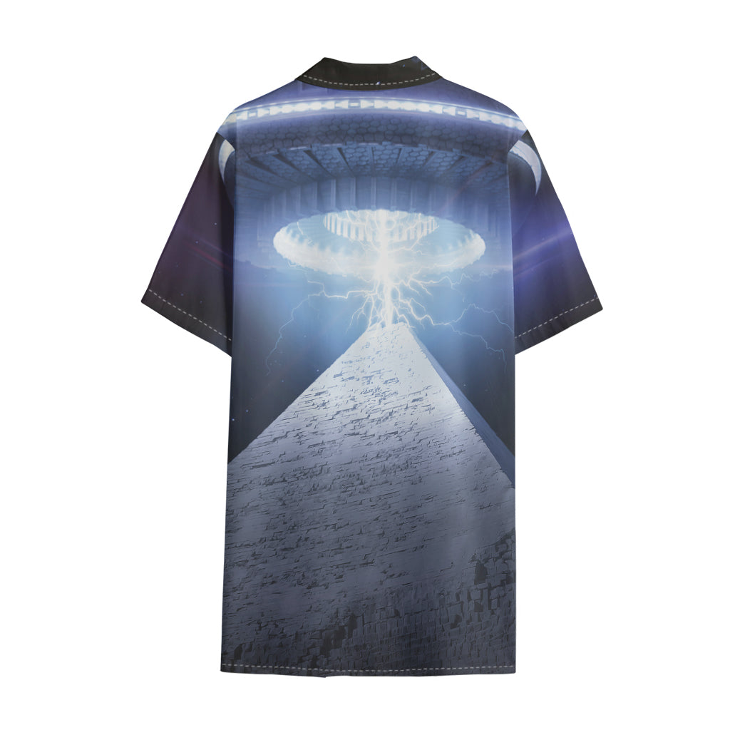 UFO Pyramid Print Cotton Hawaiian Shirt