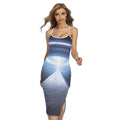 UFO Pyramid Print Cross Back Cami Dress