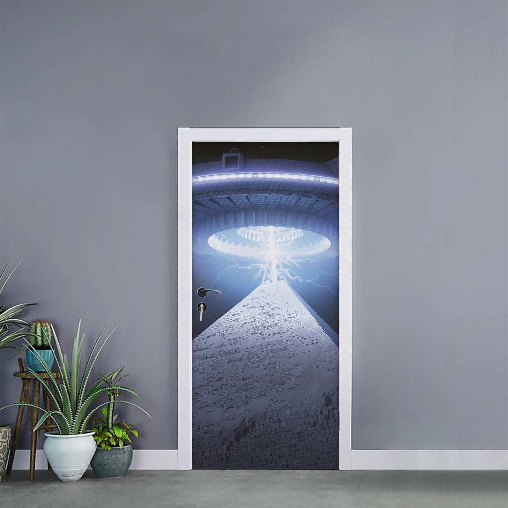 UFO Pyramid Print Door Sticker