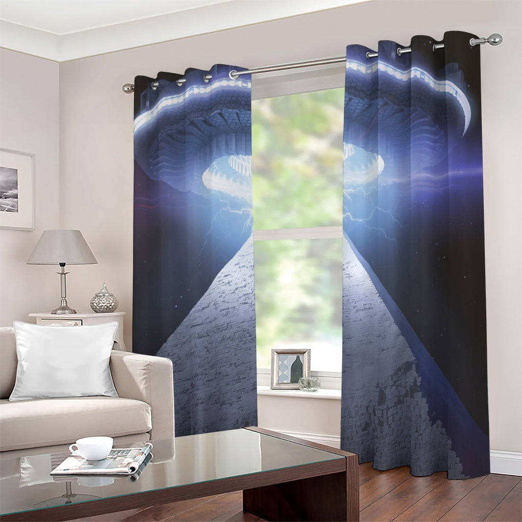 UFO Pyramid Print Extra Wide Grommet Curtains