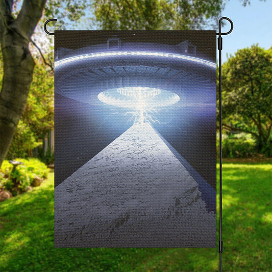 UFO Pyramid Print Garden Flag