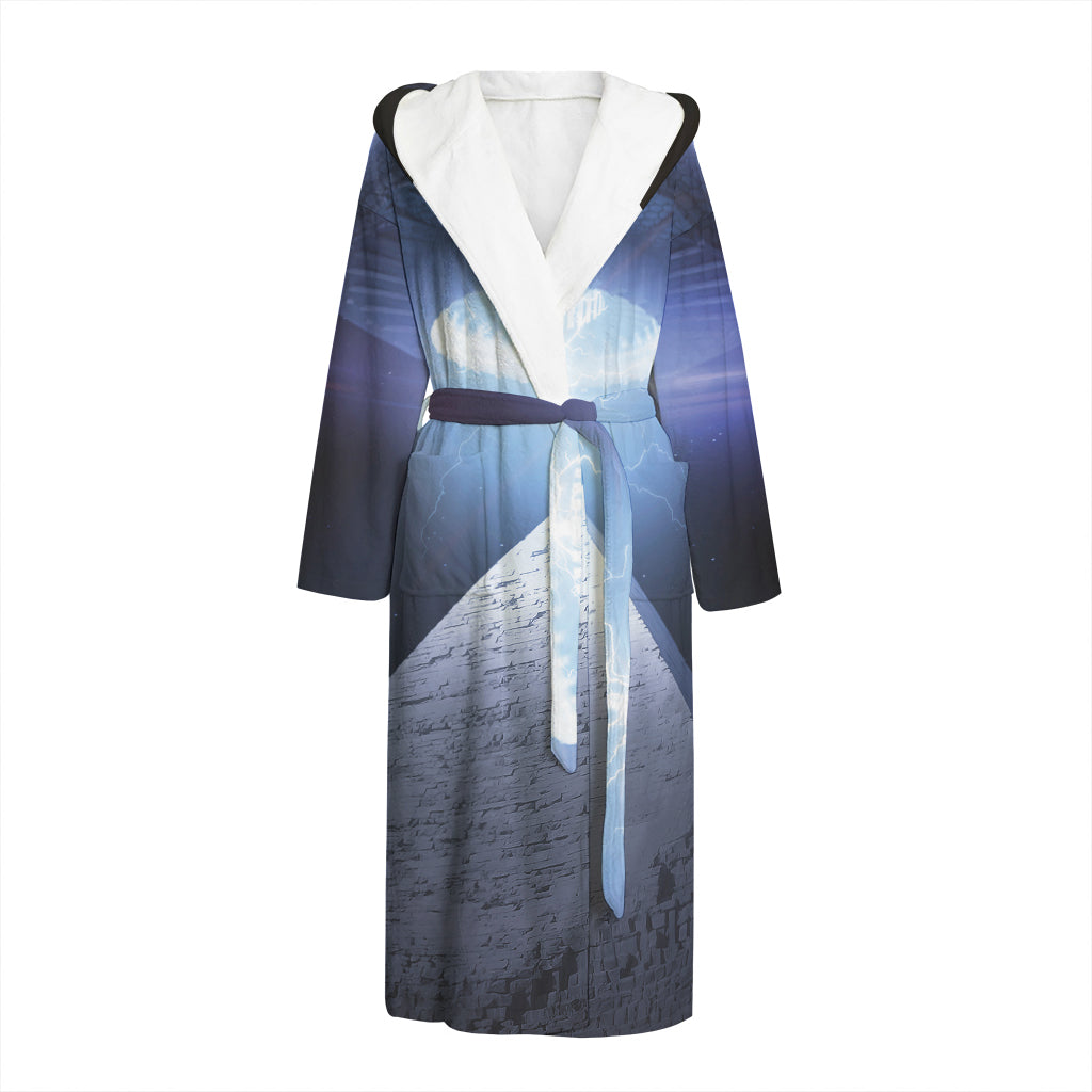 UFO Pyramid Print Hooded Bathrobe