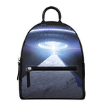 UFO Pyramid Print Leather Backpack