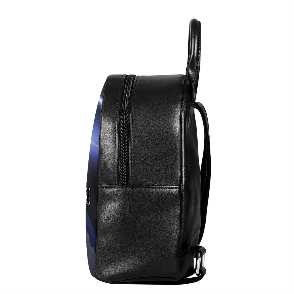 UFO Pyramid Print Leather Backpack