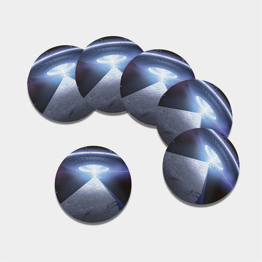 UFO Pyramid Print Leather Coaster Set