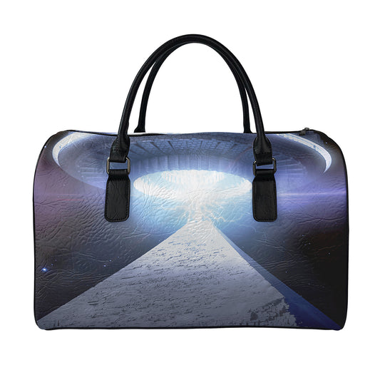 UFO Pyramid Print Leather Duffle Bag