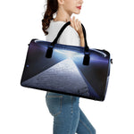 UFO Pyramid Print Leather Duffle Bag
