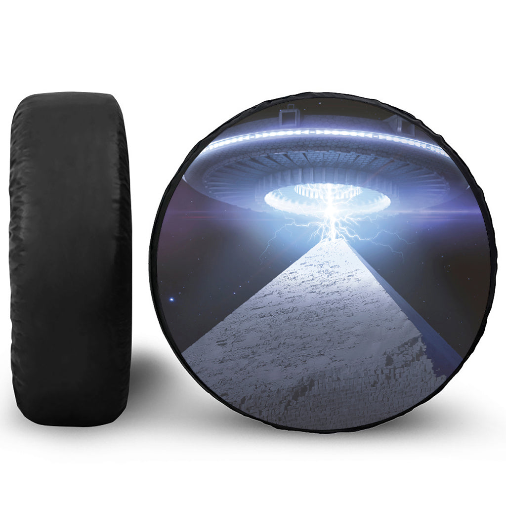 UFO Pyramid Print Leather Spare Tire Cover