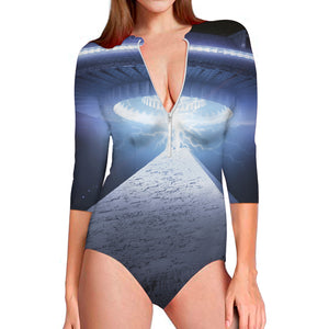 UFO Pyramid Print Long Sleeve Swimsuit