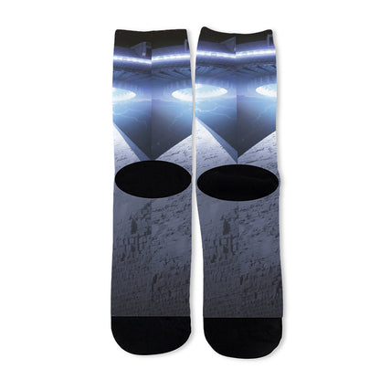 UFO Pyramid Print Long Socks