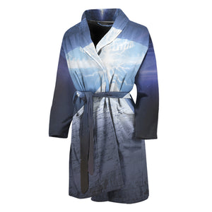 UFO Pyramid Print Men's Bathrobe