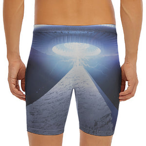 UFO Pyramid Print Men's Long Boxer Briefs