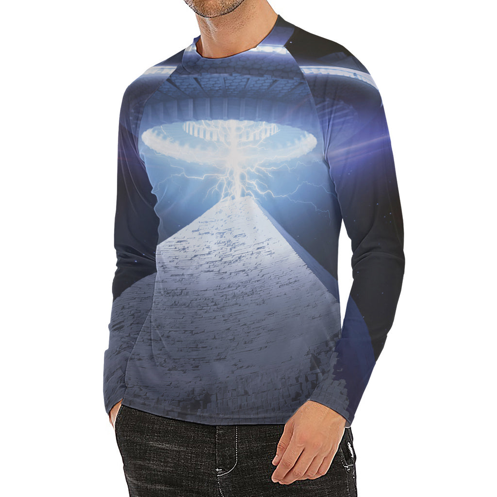 UFO Pyramid Print Men's Long Sleeve Rash Guard