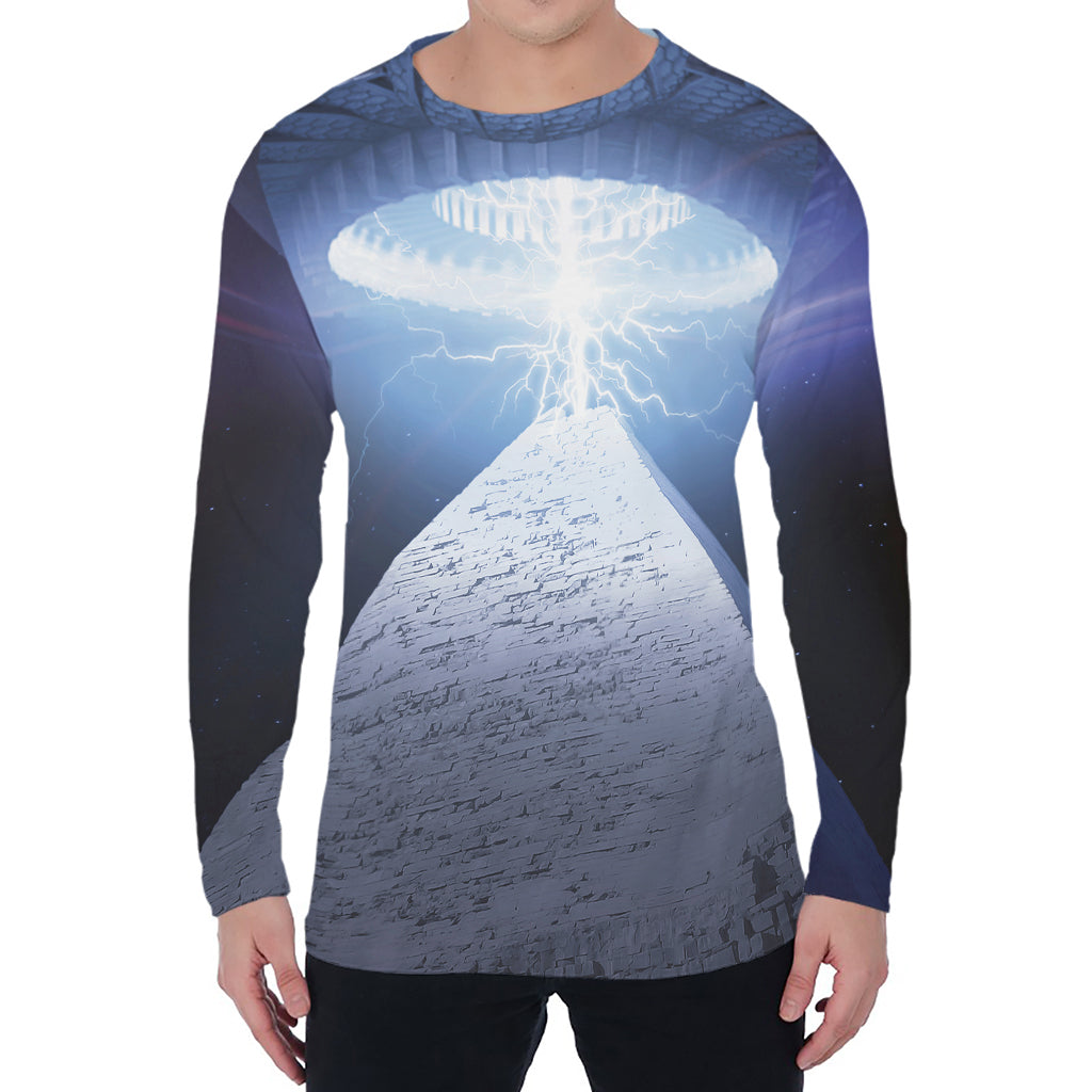 UFO Pyramid Print Men's Long Sleeve T-Shirt