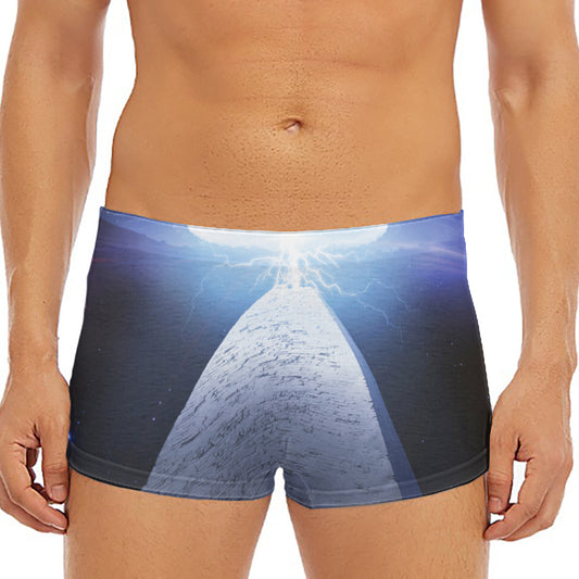 UFO Pyramid Print Men's Short Boxer Briefs