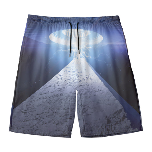 UFO Pyramid Print Men's Swim Trunks