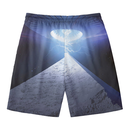 UFO Pyramid Print Men's Swim Trunks