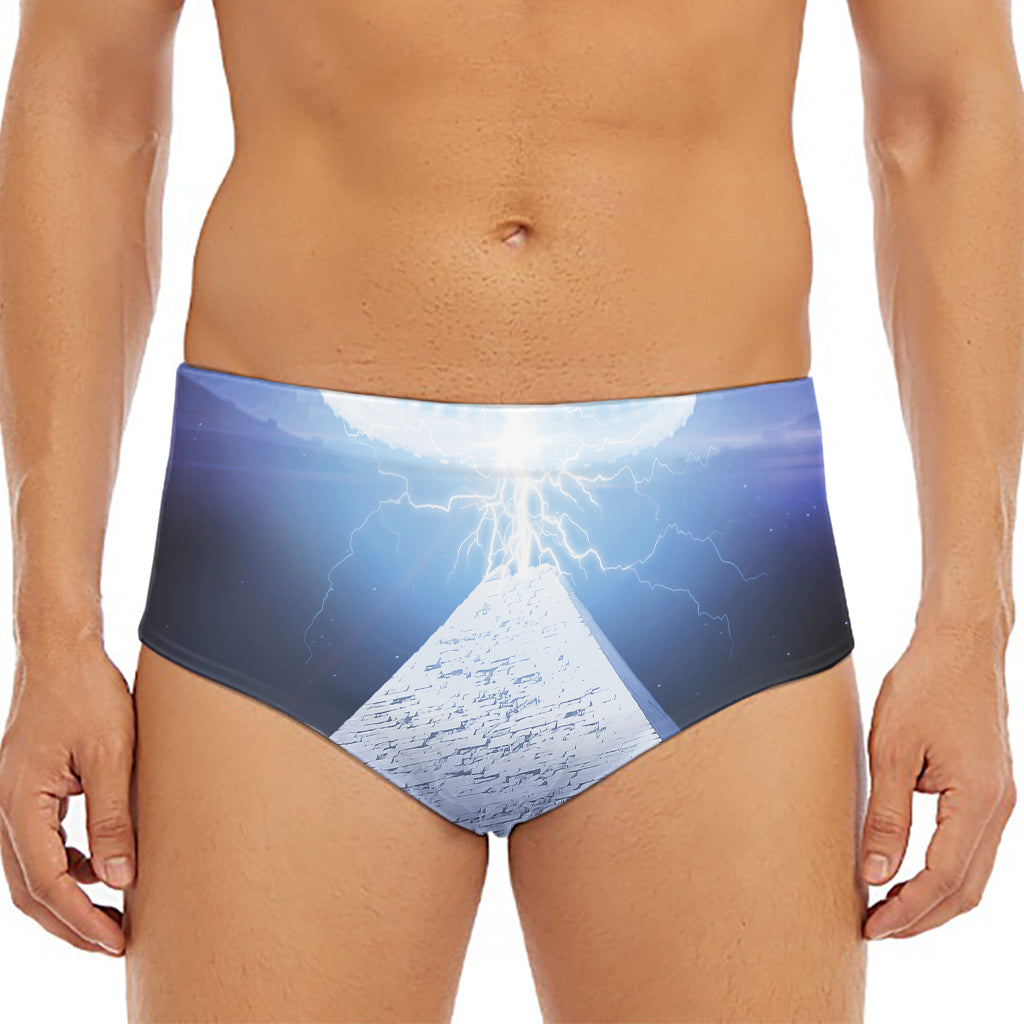 UFO Pyramid Print Men's Triangle Swim Briefs