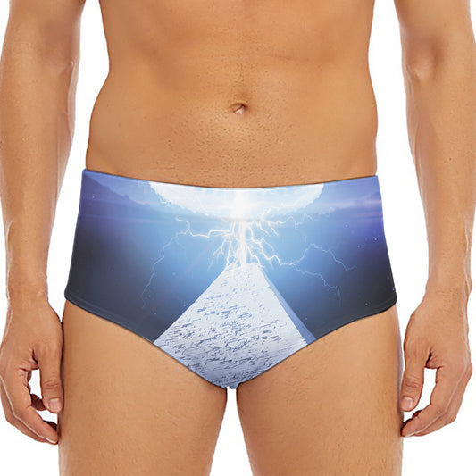UFO Pyramid Print Men's Triangle Swim Briefs