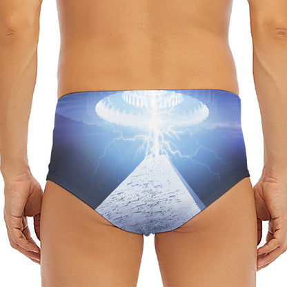 UFO Pyramid Print Men's Triangle Swim Briefs