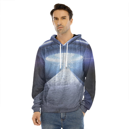 UFO Pyramid Print Men's Velvet Pullover Hoodie