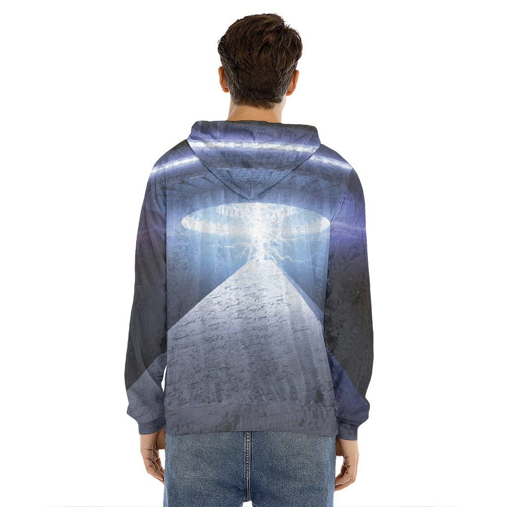 UFO Pyramid Print Men's Velvet Pullover Hoodie