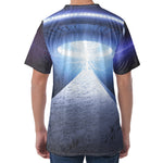UFO Pyramid Print Men's Velvet T-Shirt