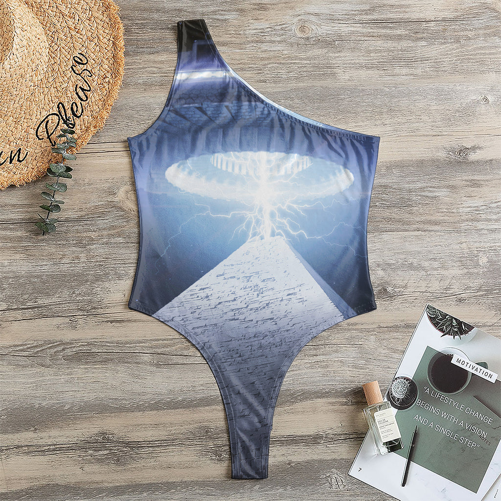 UFO Pyramid Print One Shoulder Bodysuit