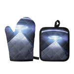 UFO Pyramid Print Oven Mitt And Pot Holder Set