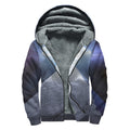 UFO Pyramid Print Sherpa Lined Zip Up Hoodie
