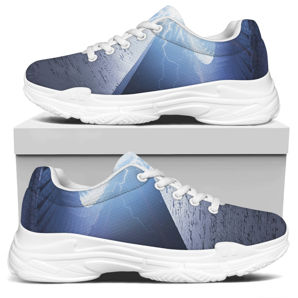 UFO Pyramid Print White Chunky Shoes