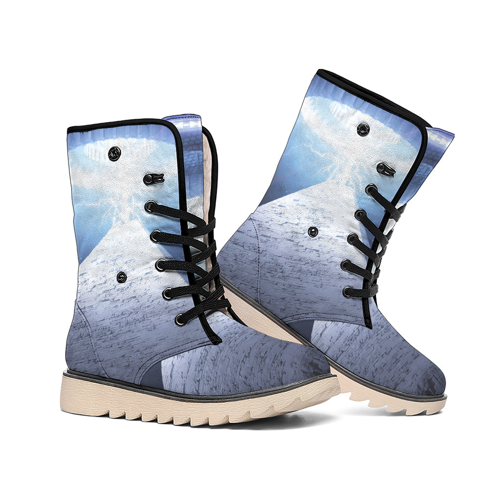 UFO Pyramid Print Winter Boots