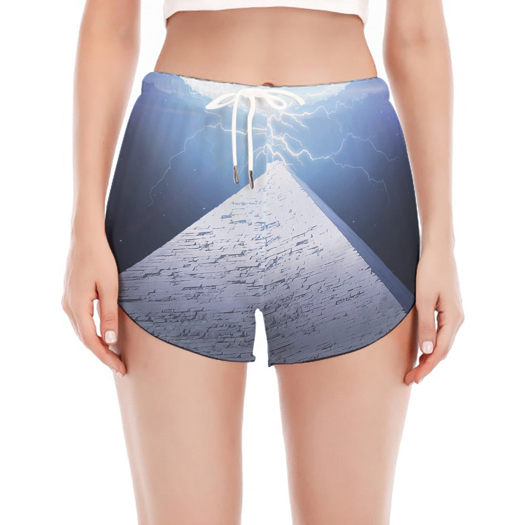 UFO Pyramid Print Women's Split Running Shorts