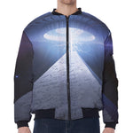 UFO Pyramid Print Zip Sleeve Bomber Jacket