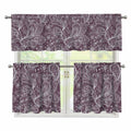 Umber Floral Bohemian Pattern Print 3 Piece Kitchen Curtains