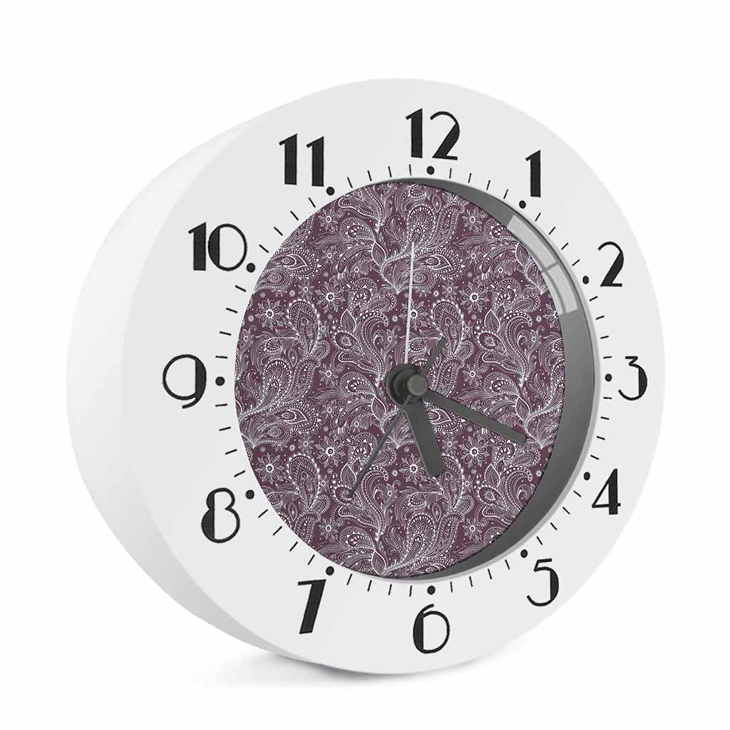 Umber Floral Bohemian Pattern Print Alarm Clock