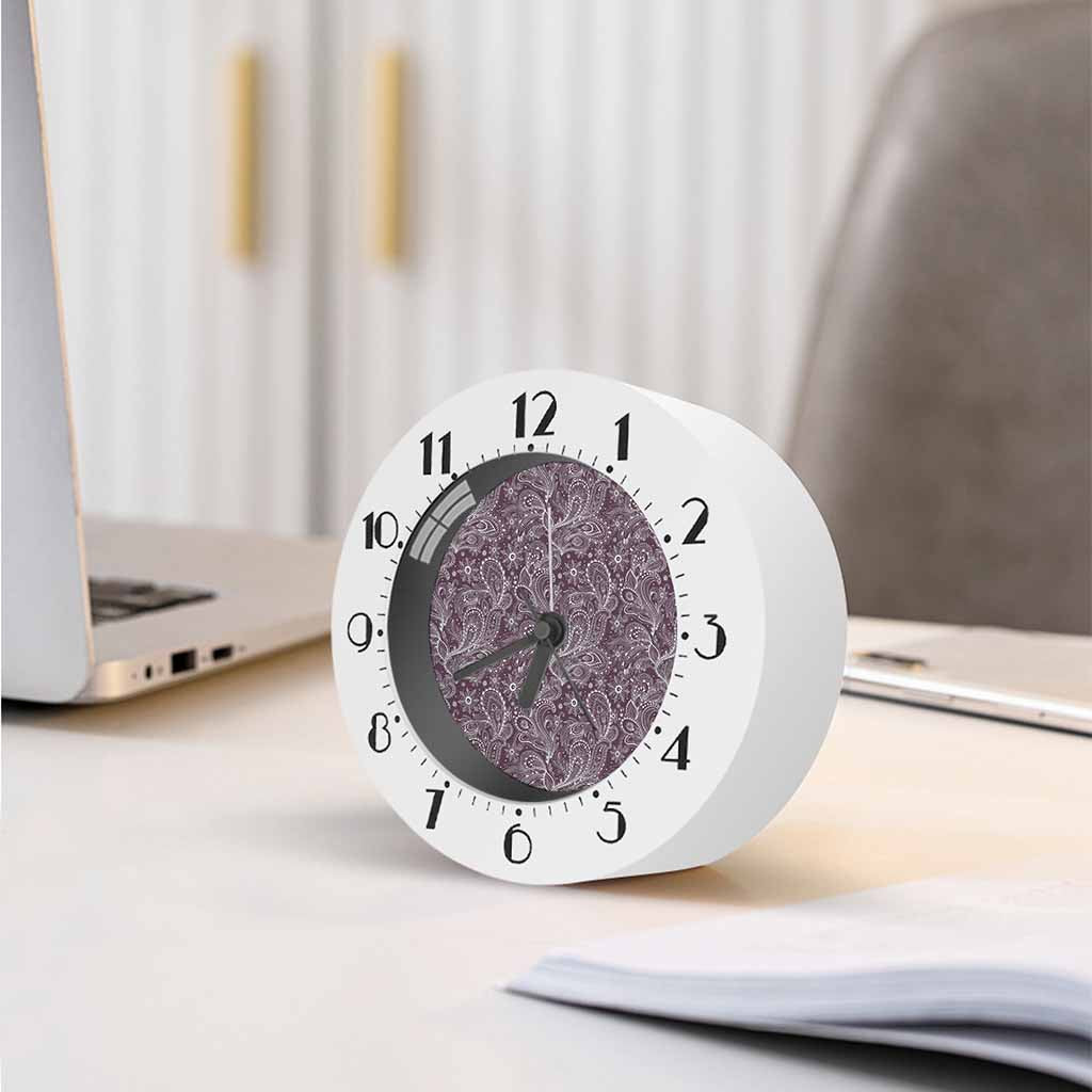 Umber Floral Bohemian Pattern Print Alarm Clock