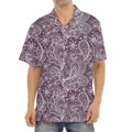 Umber Floral Bohemian Pattern Print Aloha Shirt