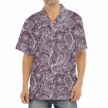 Umber Floral Bohemian Pattern Print Aloha Shirt