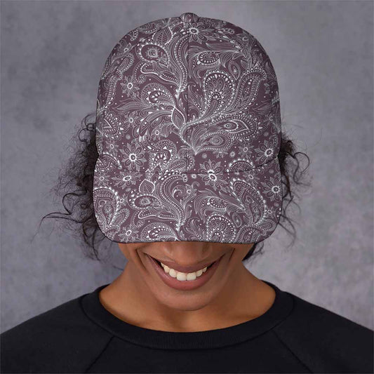 Umber Floral Bohemian Pattern Print Baseball Cap