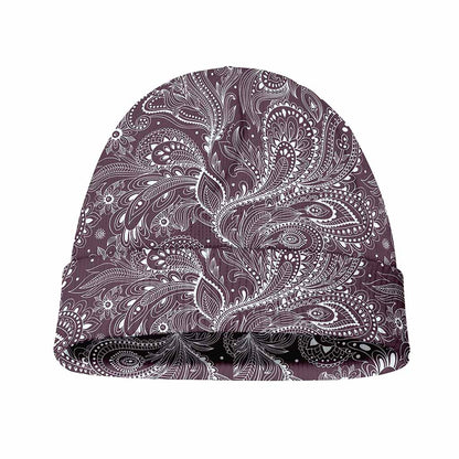 Umber Floral Bohemian Pattern Print Beanie