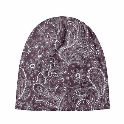 Umber Floral Bohemian Pattern Print Beanie