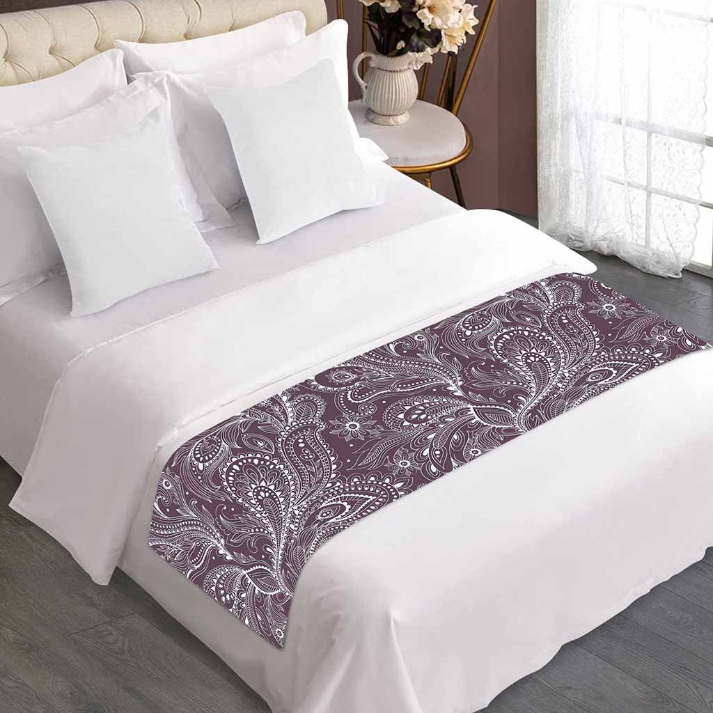 Umber Floral Bohemian Pattern Print Bed Runner
