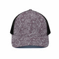 Umber Floral Bohemian Pattern Print Black Mesh Trucker Hat