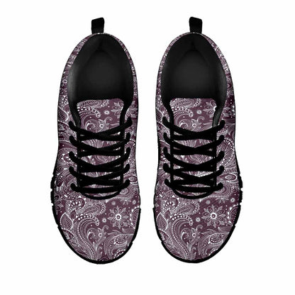 Umber Floral Bohemian Pattern Print Black Running Shoes