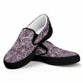 Umber Floral Bohemian Pattern Print Black Slip On Sneakers