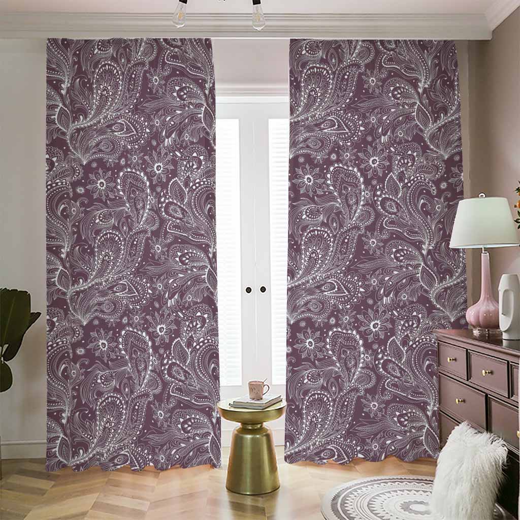 Umber Floral Bohemian Pattern Print Blackout Pencil Pleat Curtains