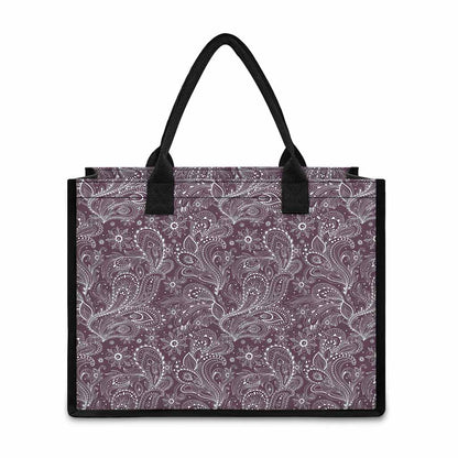 Umber Floral Bohemian Pattern Print Canvas Tote Bag
