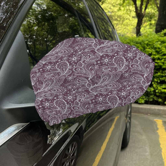 Umber Floral Bohemian Pattern Print Car Side Mirror Covers