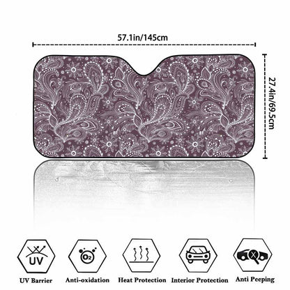 Umber Floral Bohemian Pattern Print Car Windshield Sun Shade